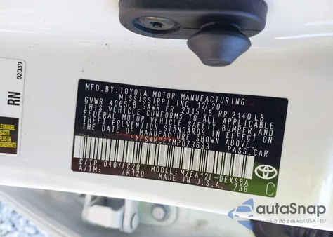 2021 Toyota Corolla Se z USA, uszkodzony, nr VIN 5YFS4MCE7MP073633